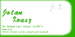 jolan kousz business card